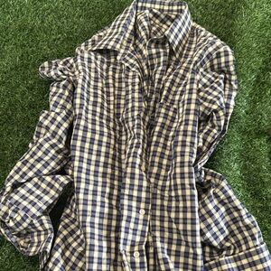 Blue and White Checkered Men's Shirt